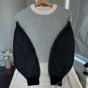 Kenzo Cream and Gray Ribbed Sweater